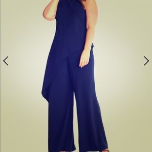 Adrianna Papell Jumpsuit with Asymmetrical Overlay